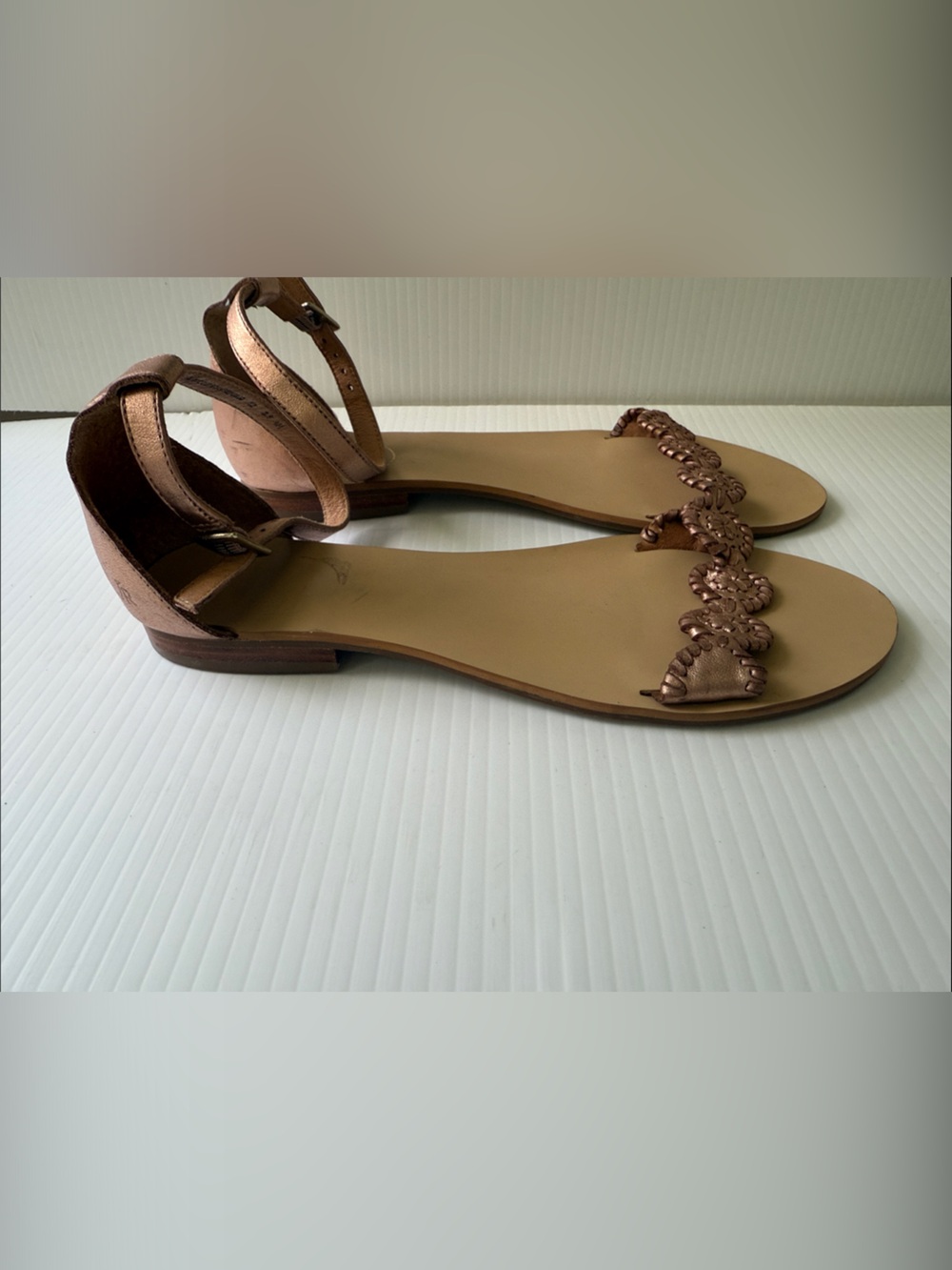 Jack Rogers Rose Gold Embellished Ankle-Strap Sandals - Picture 4 of 8